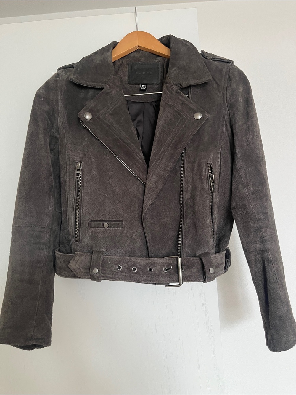 Blank NYC Dark Gray Suede Moto Jacket